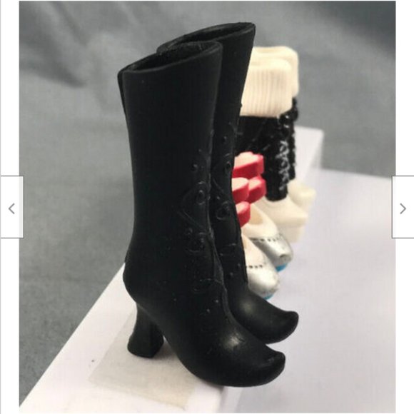 3 pair Shoes Monster High Doll Girl Black Boot Curve Heel Frankie Stein Operetta - Picture 9 of 10